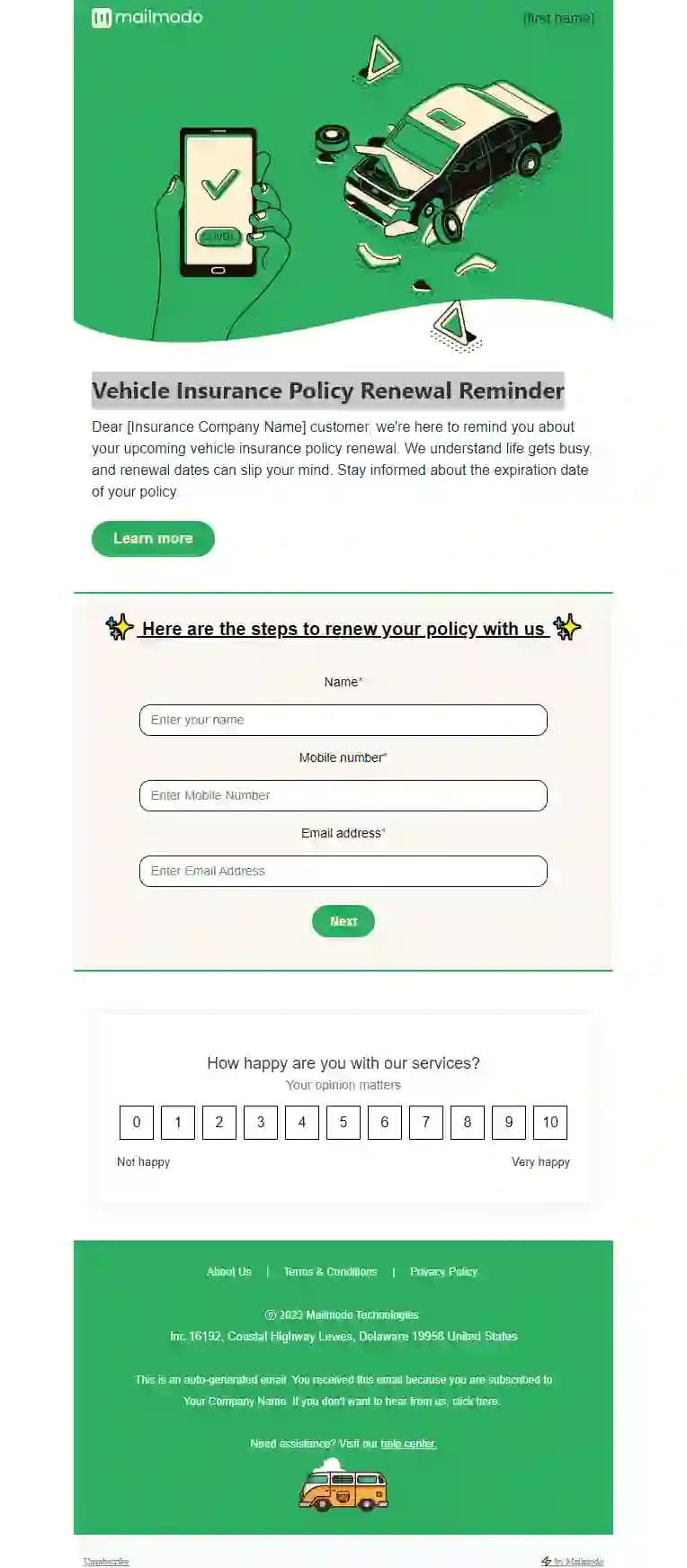 Free Vehicle Insurance Email Template