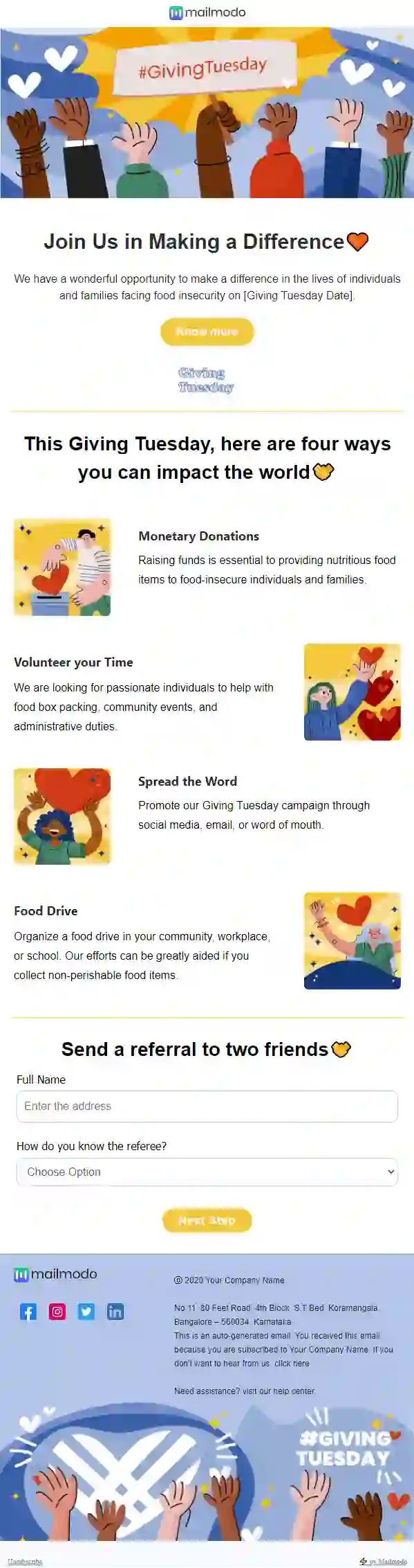 Free Giving Tuesday Email Template
