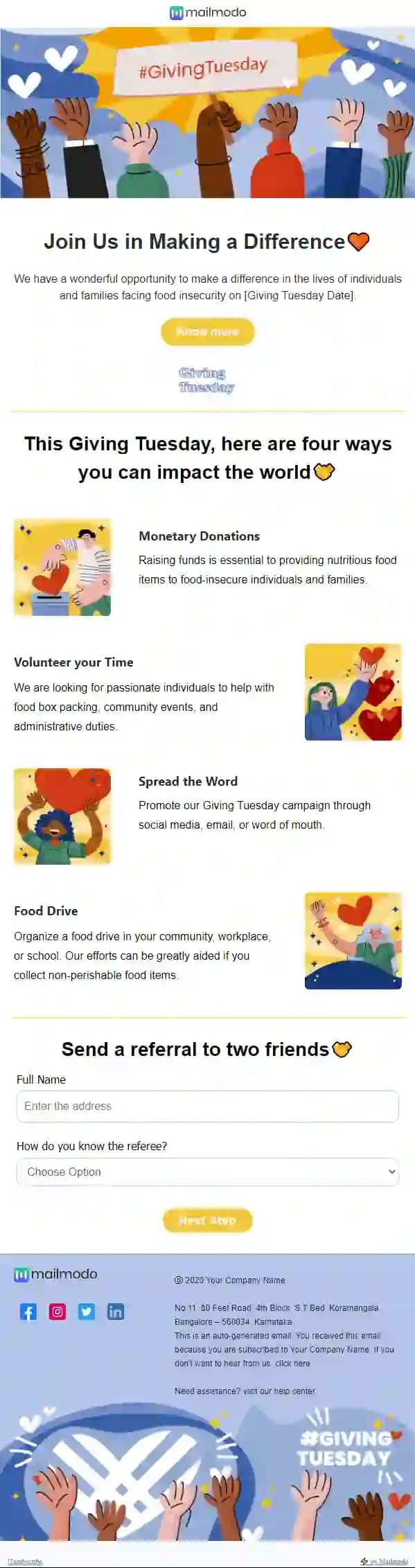 Free Giving Tuesday Email Template