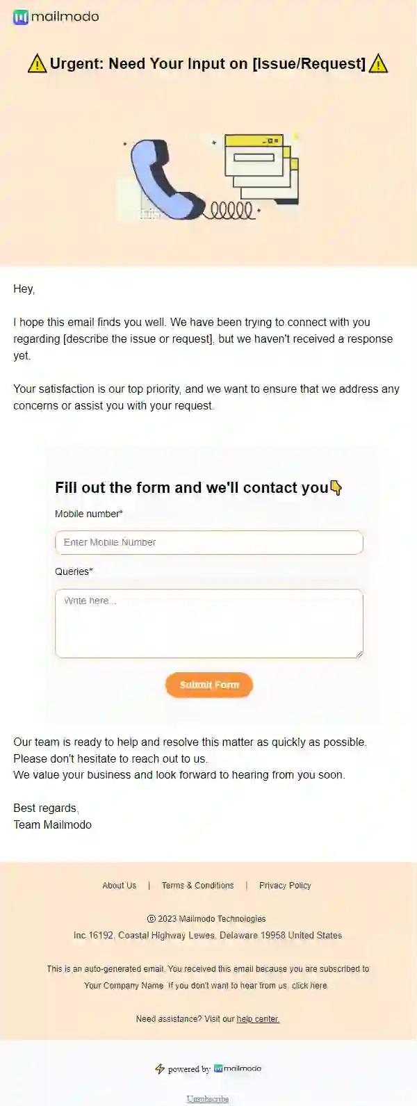 Free Unresponsive Customer Email Template