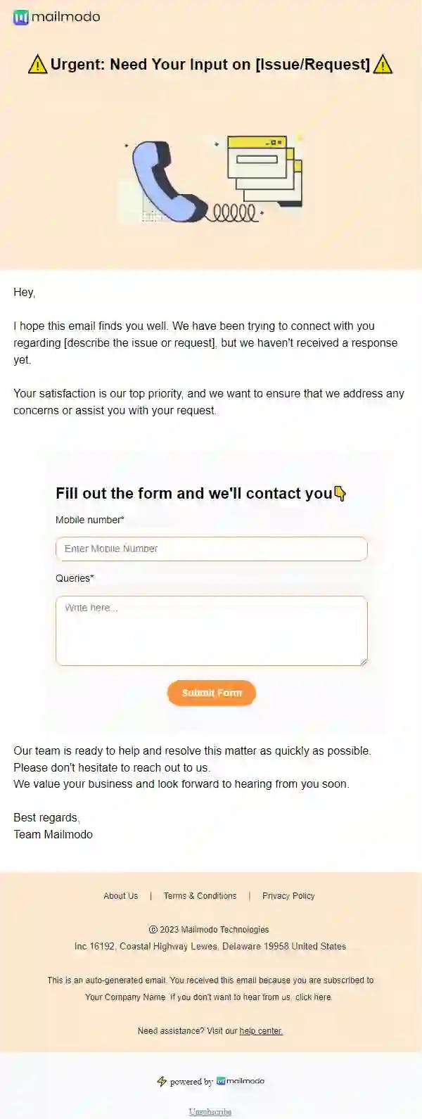 Free Unresponsive Customer Email Template