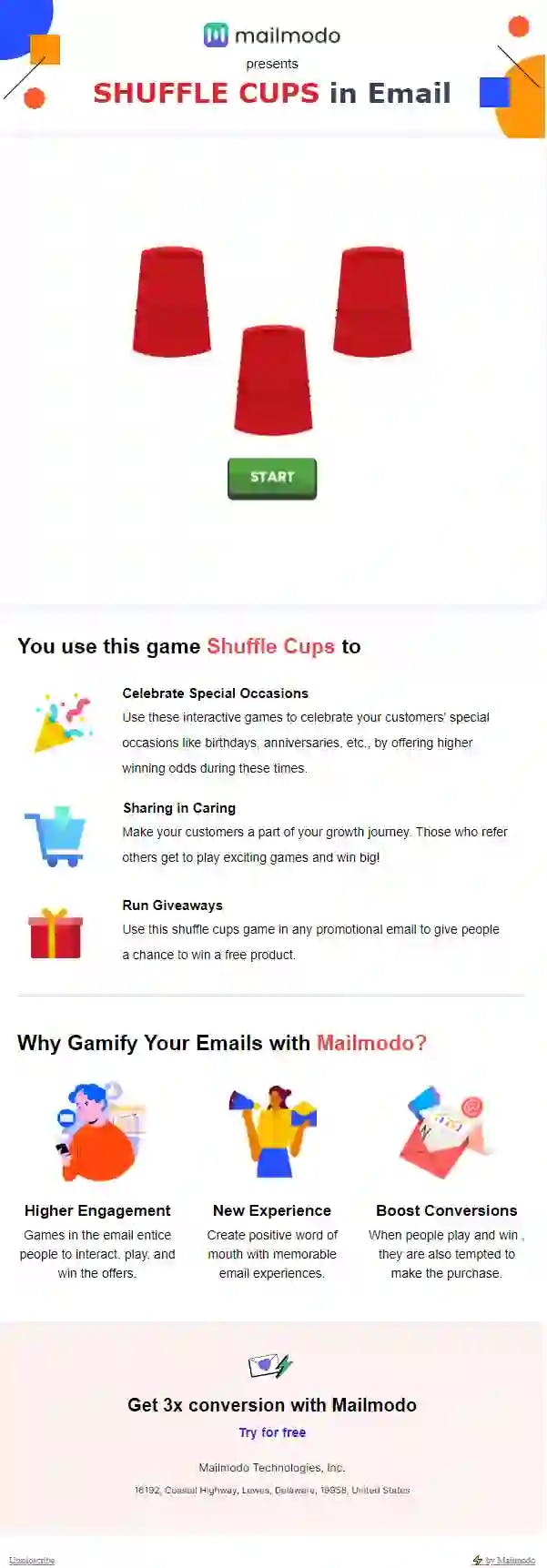 Free Shuffle Cups Email Template