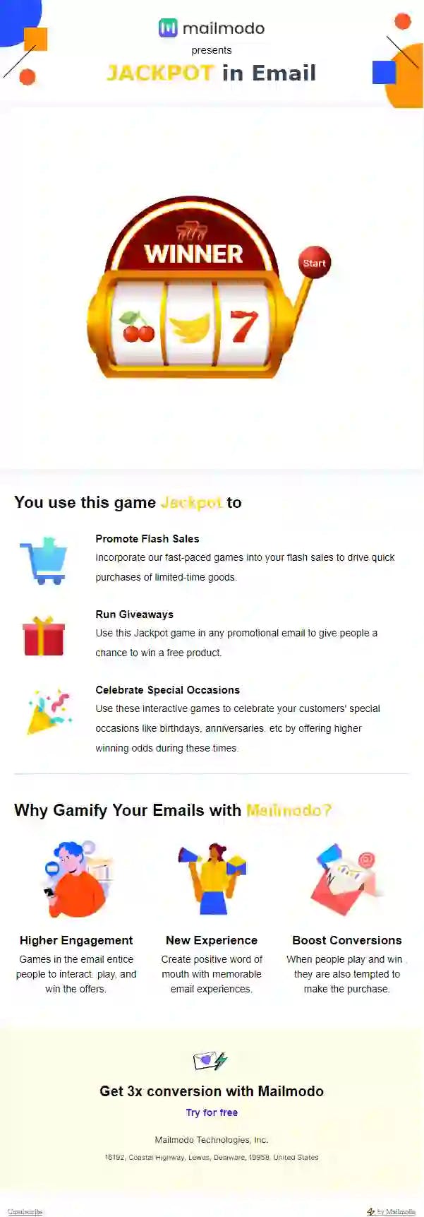 Free Jackpot Email Template