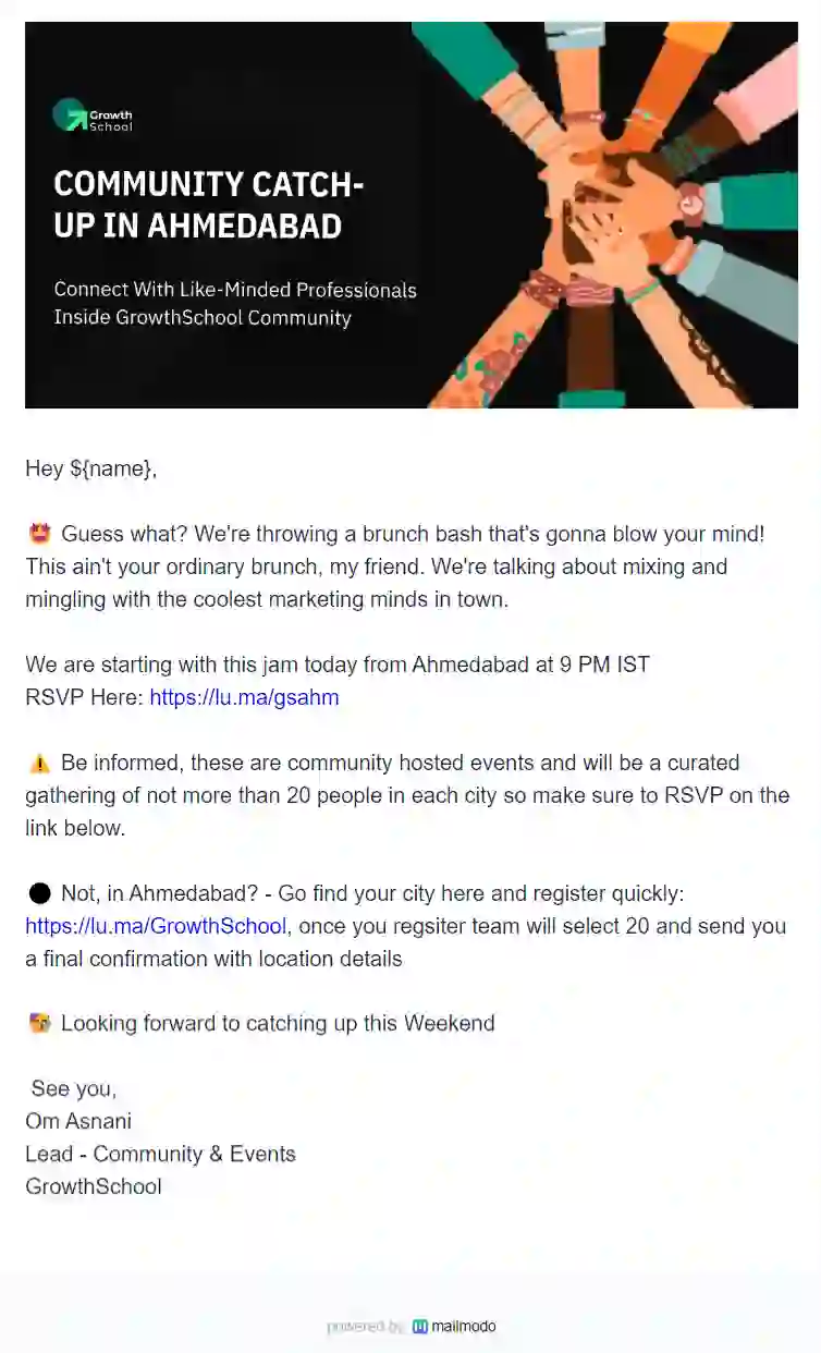 Free Community Event Invitation Email Template