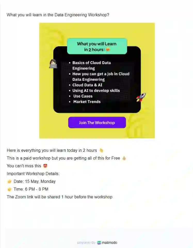 Free Workshop Invitation Email Template