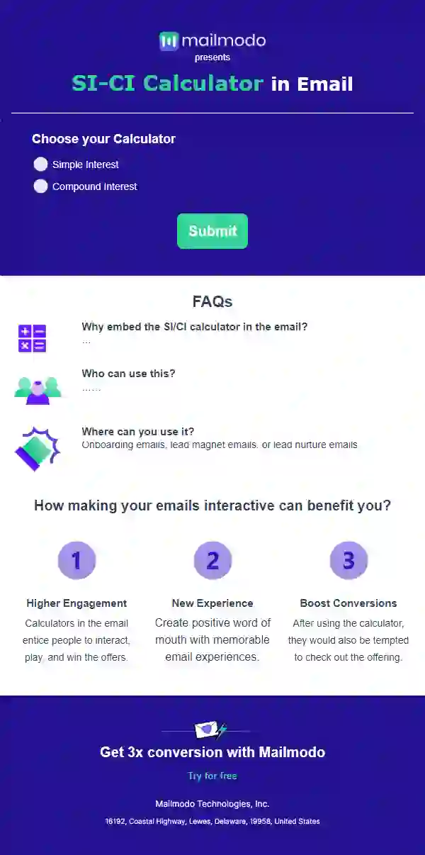 Free Simple and Compound Interest Calculator in Email
