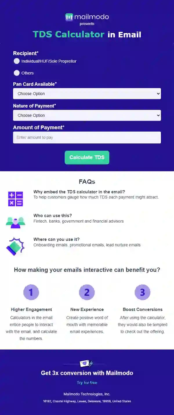 Free TDS Calculator in Email