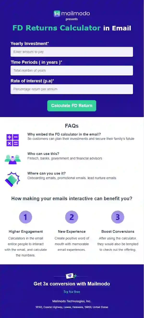 Free FD Calculator in Email