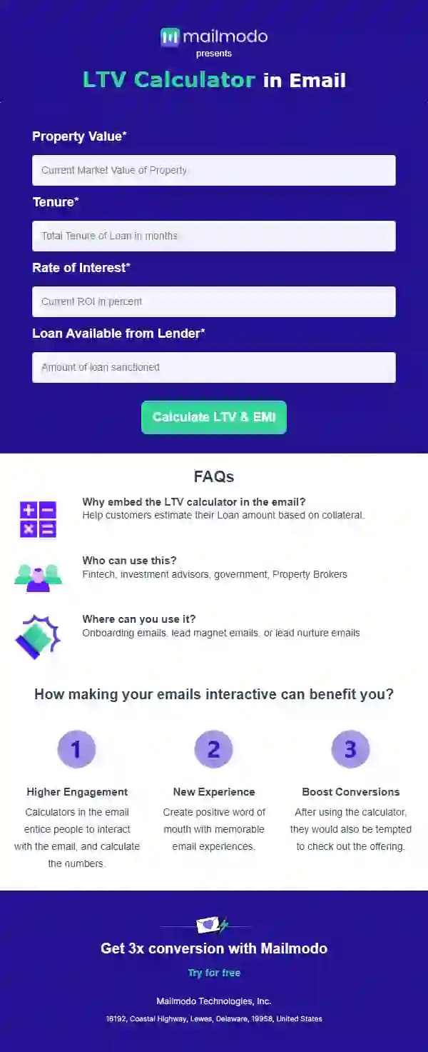 Free LTV Calculator in Email