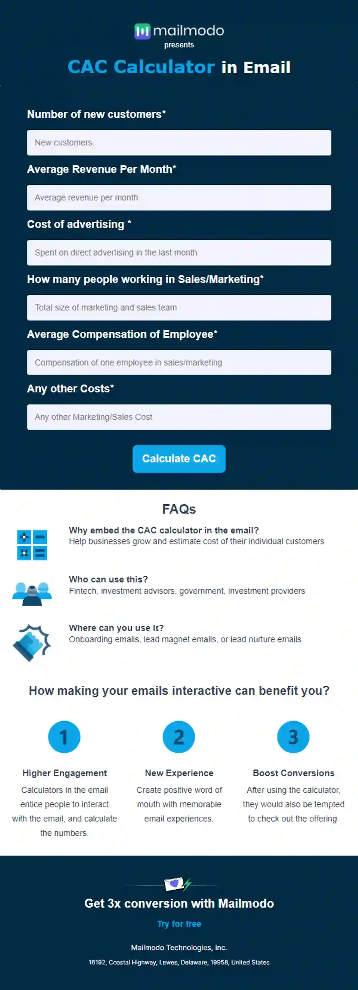 Free CAC Calculator in Email