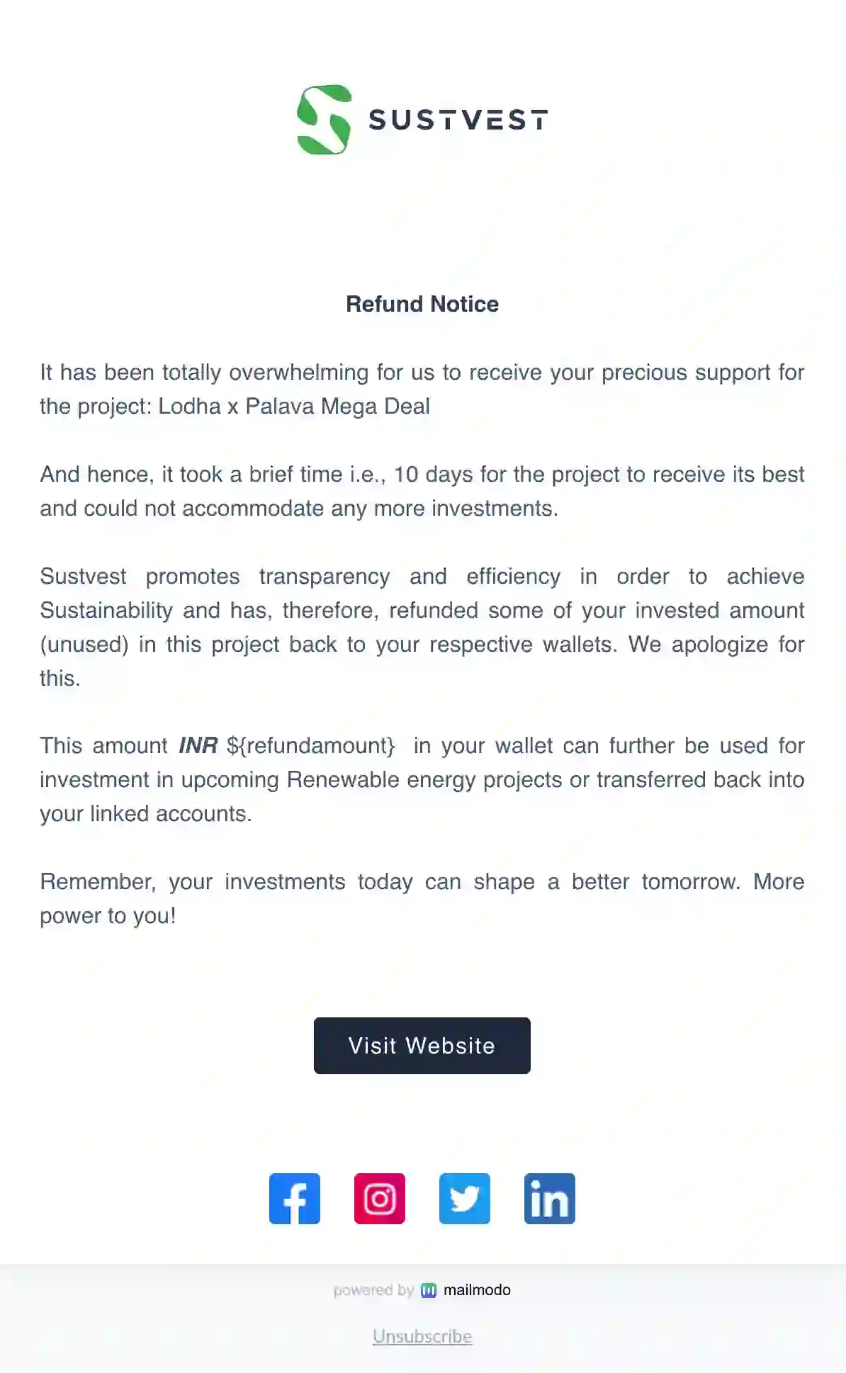 Free Refund Email Template