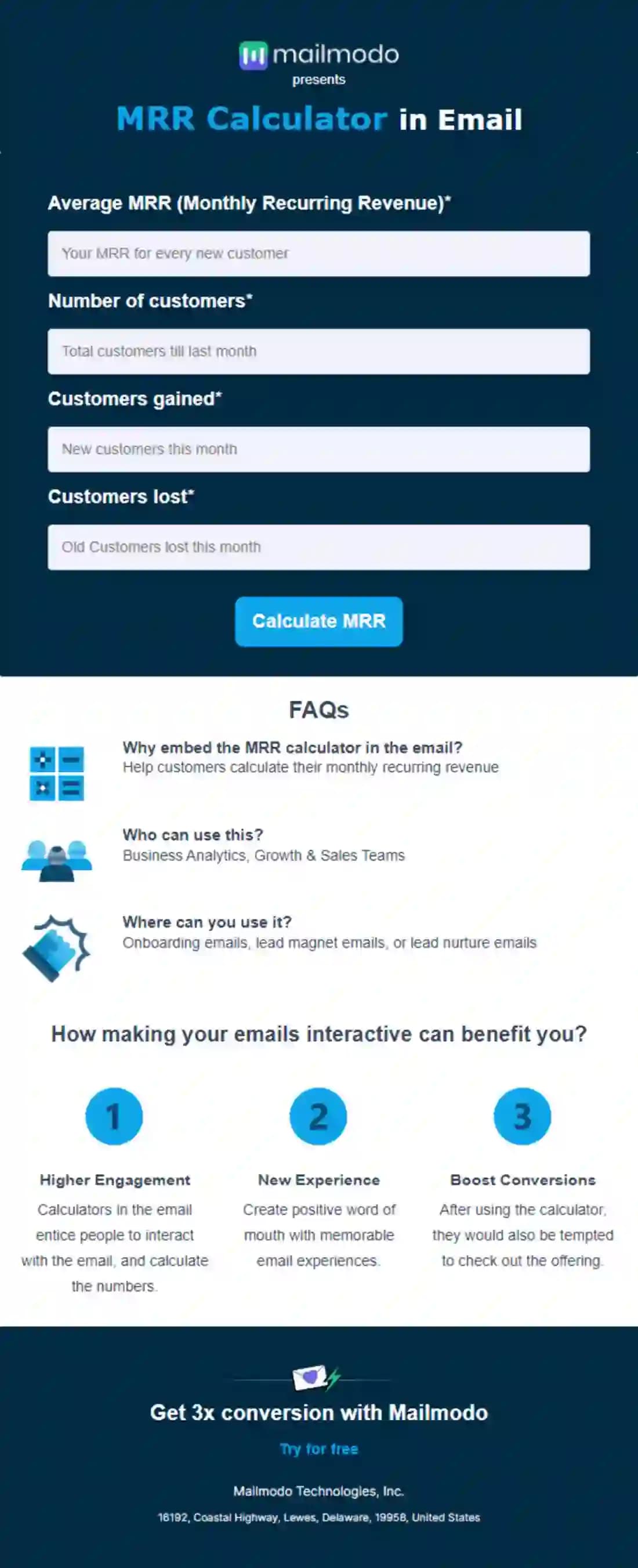 Free MRR Calculator in Email