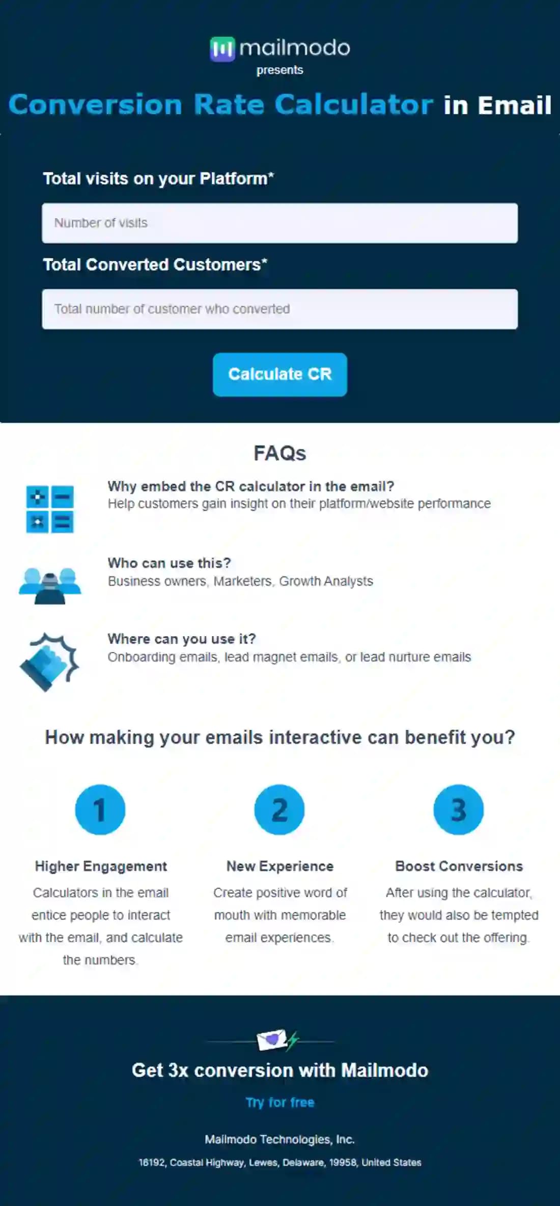Free Conversion Rate Calculator in Email