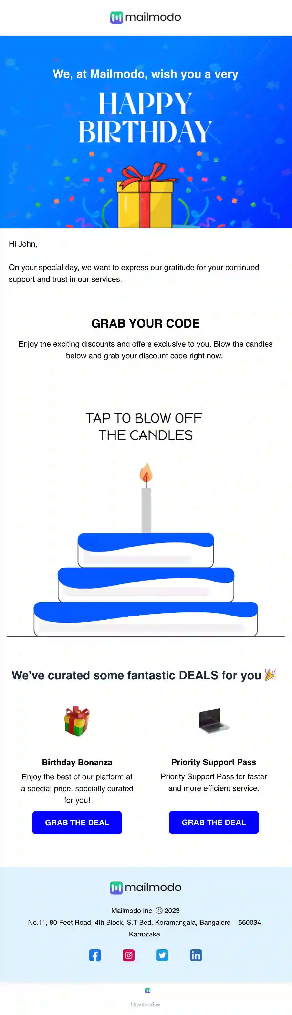 Happy Birthday Email Template