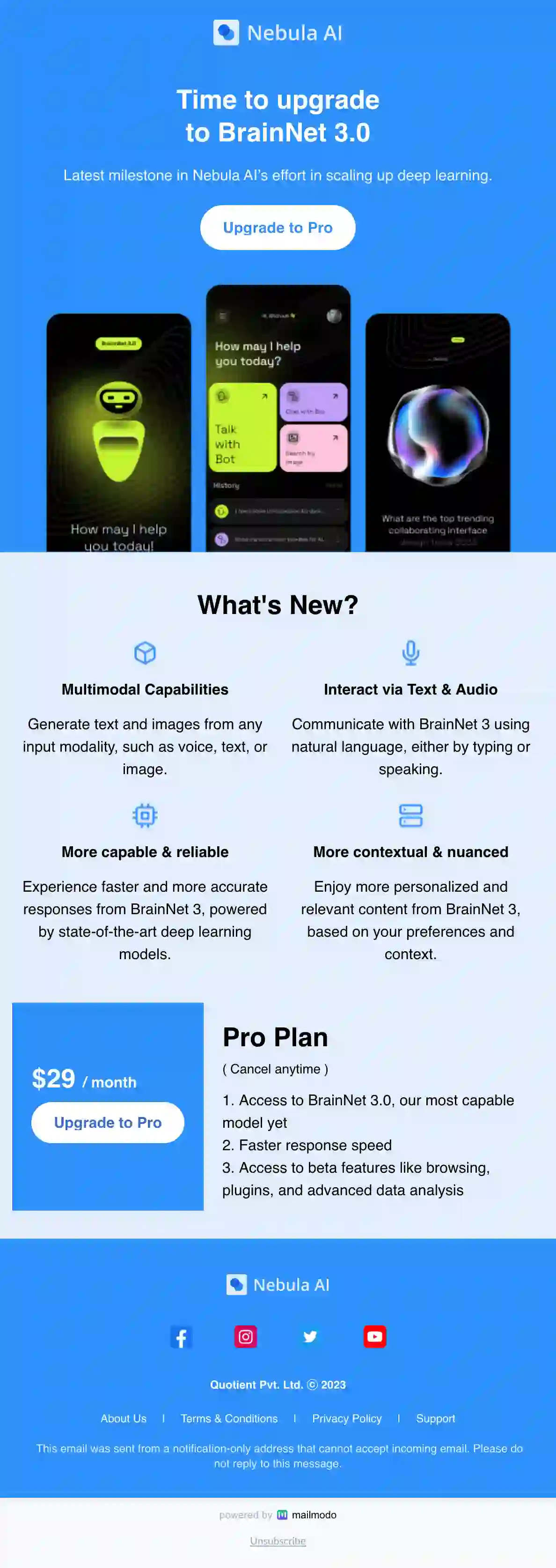 Upgrade Email Template