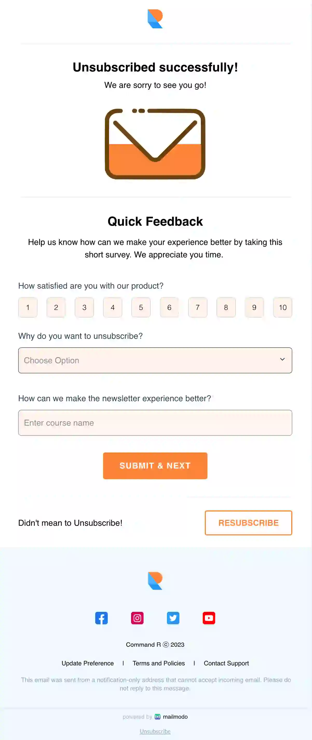 Unsubscribe Email Template
