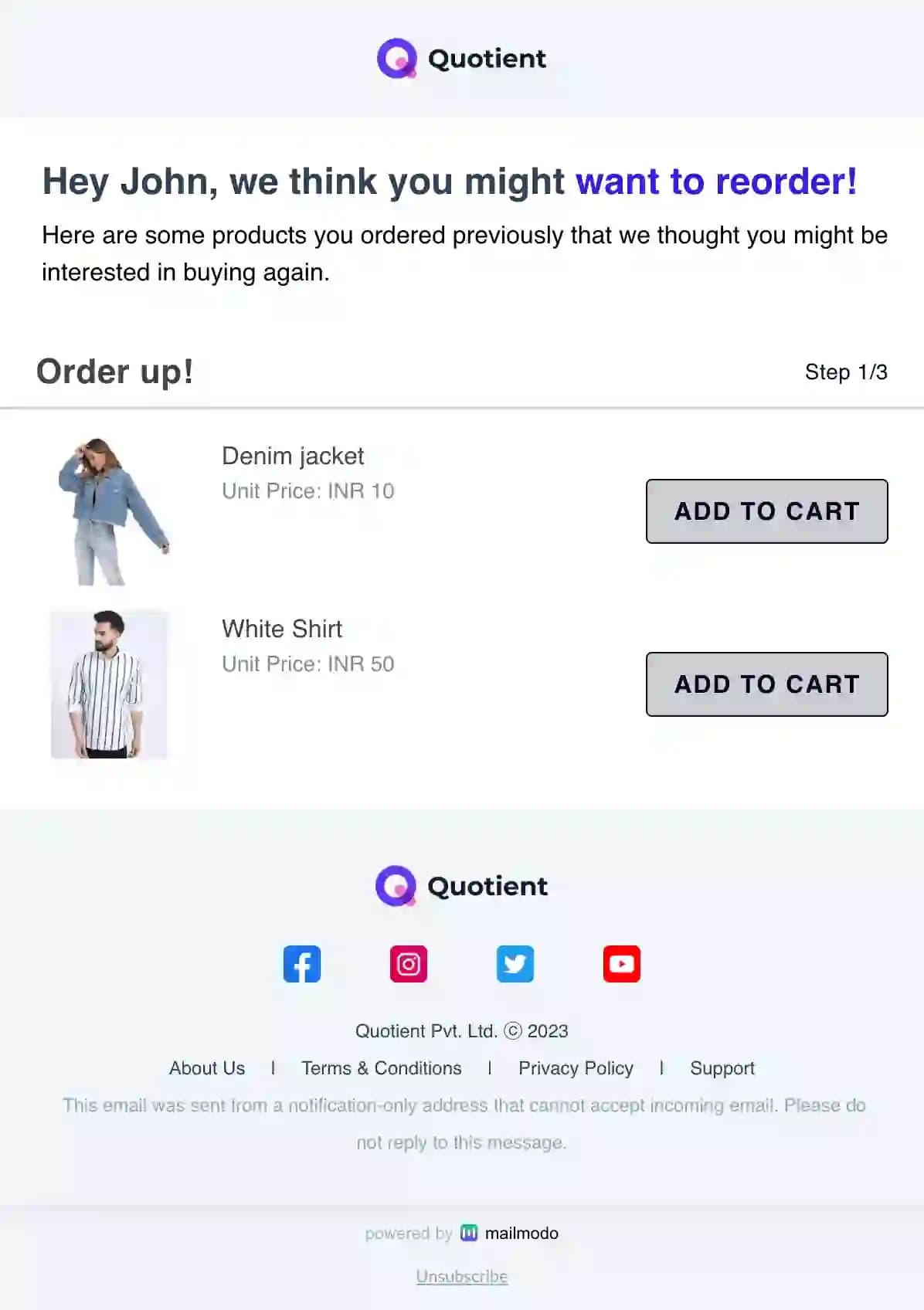 Reorder Email Template
