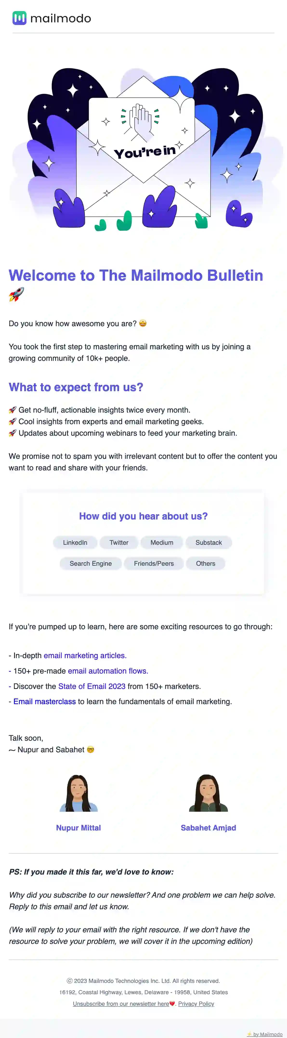 Free Welcome Email Template