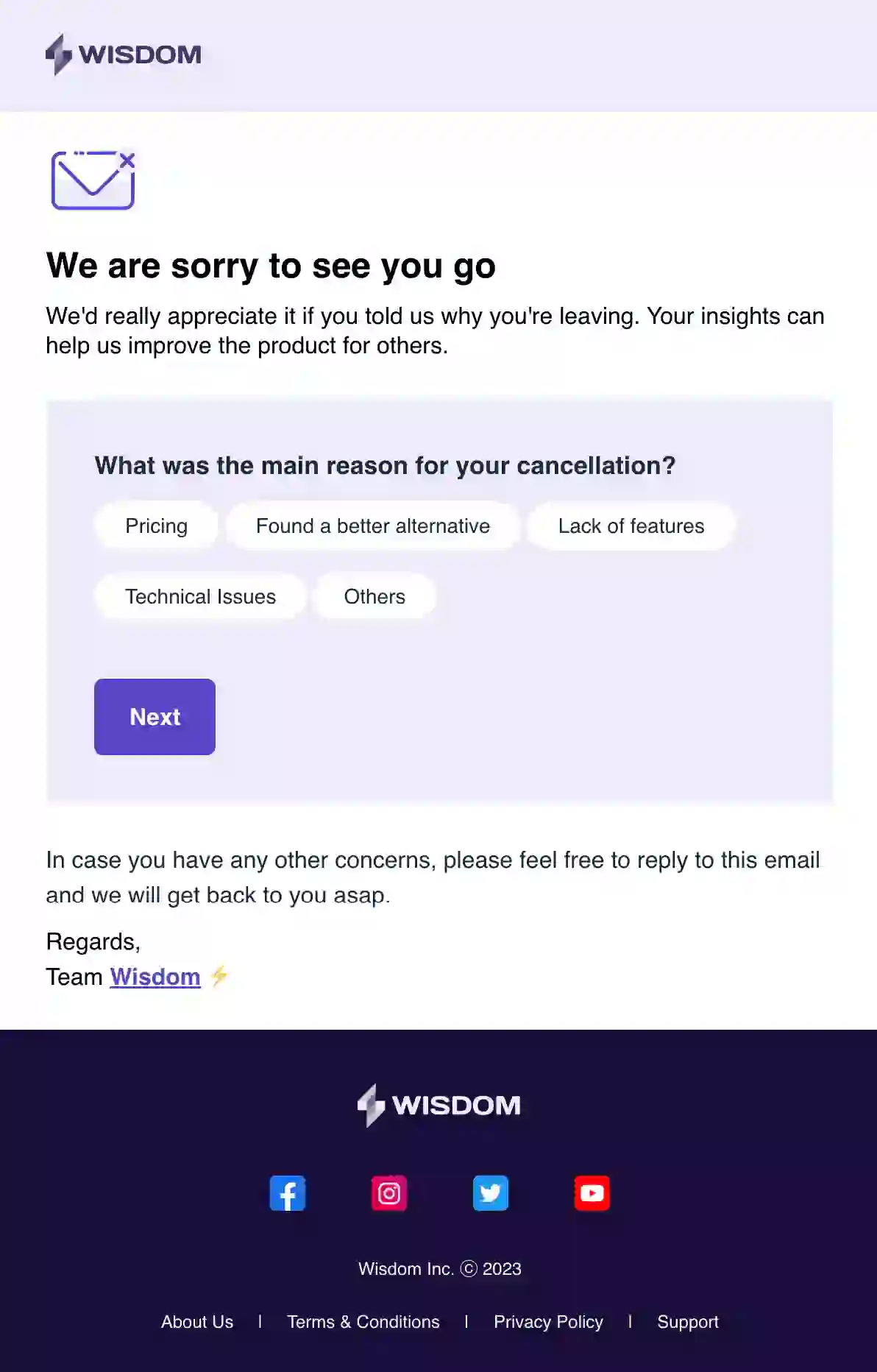 Churn Feedback Email Template