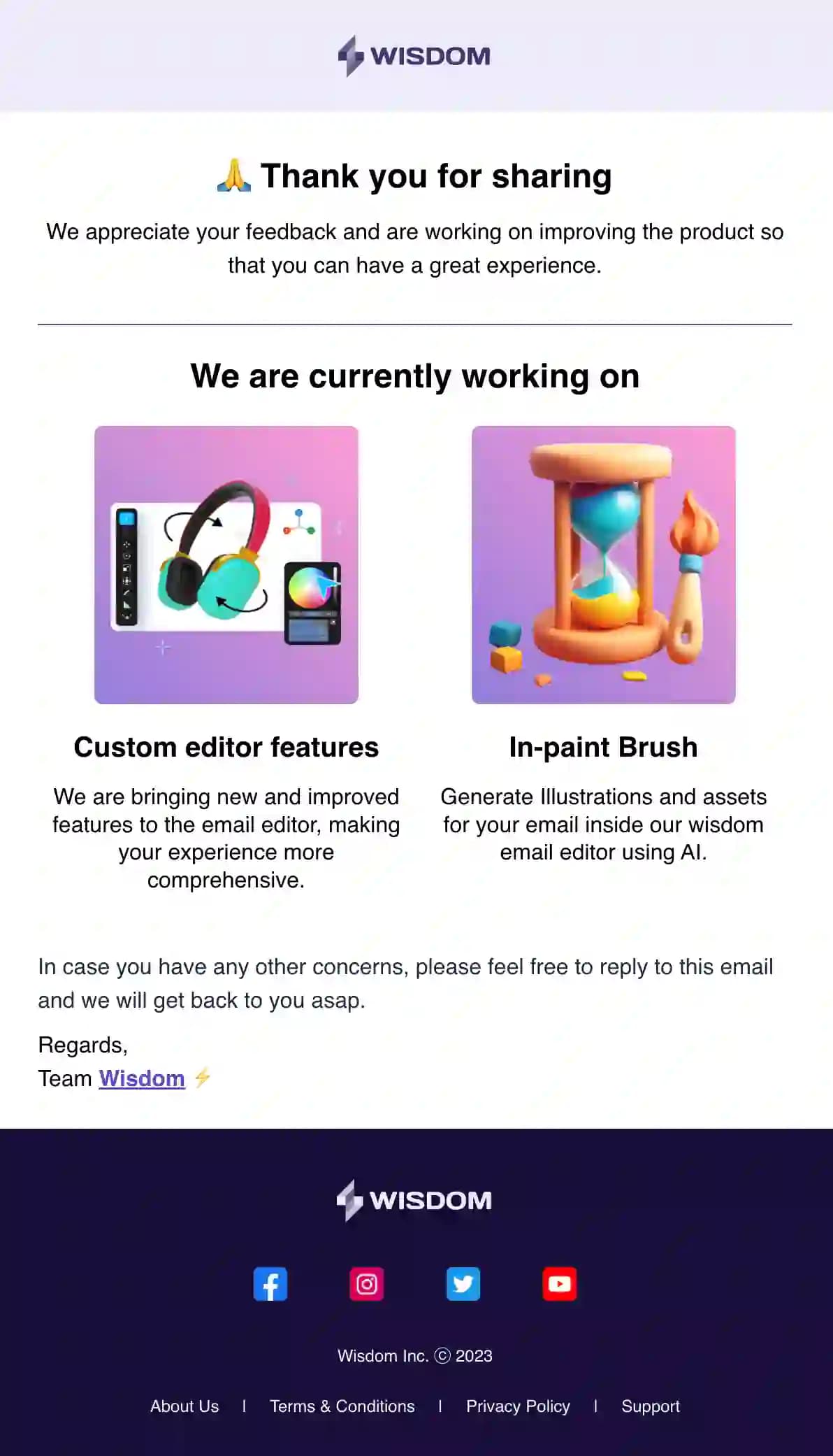 Feedback Acknowledgement Email Template