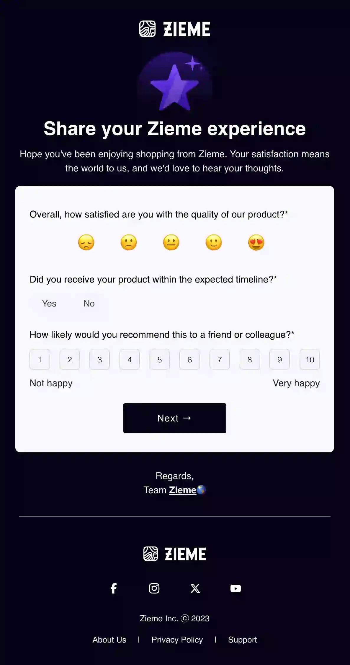 Free eCommerce Product Feedback Email Template