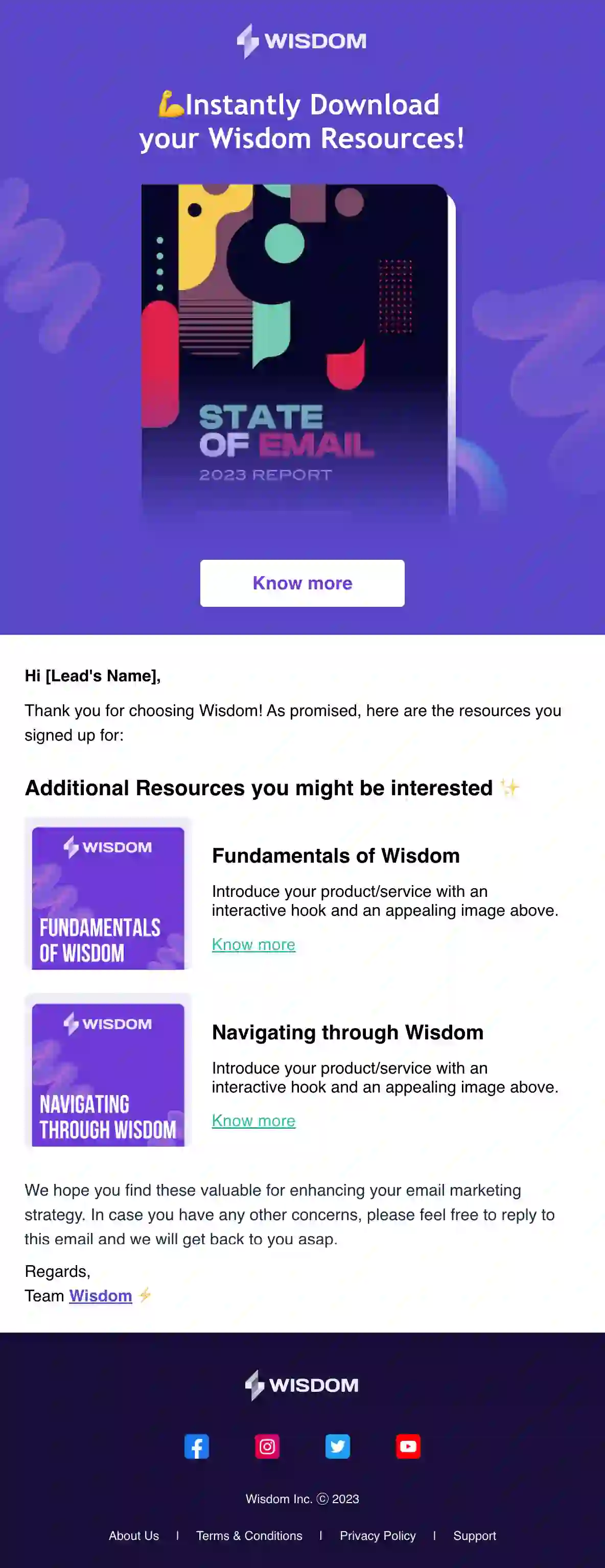 Free Post E-Book Download Thank You Email Template