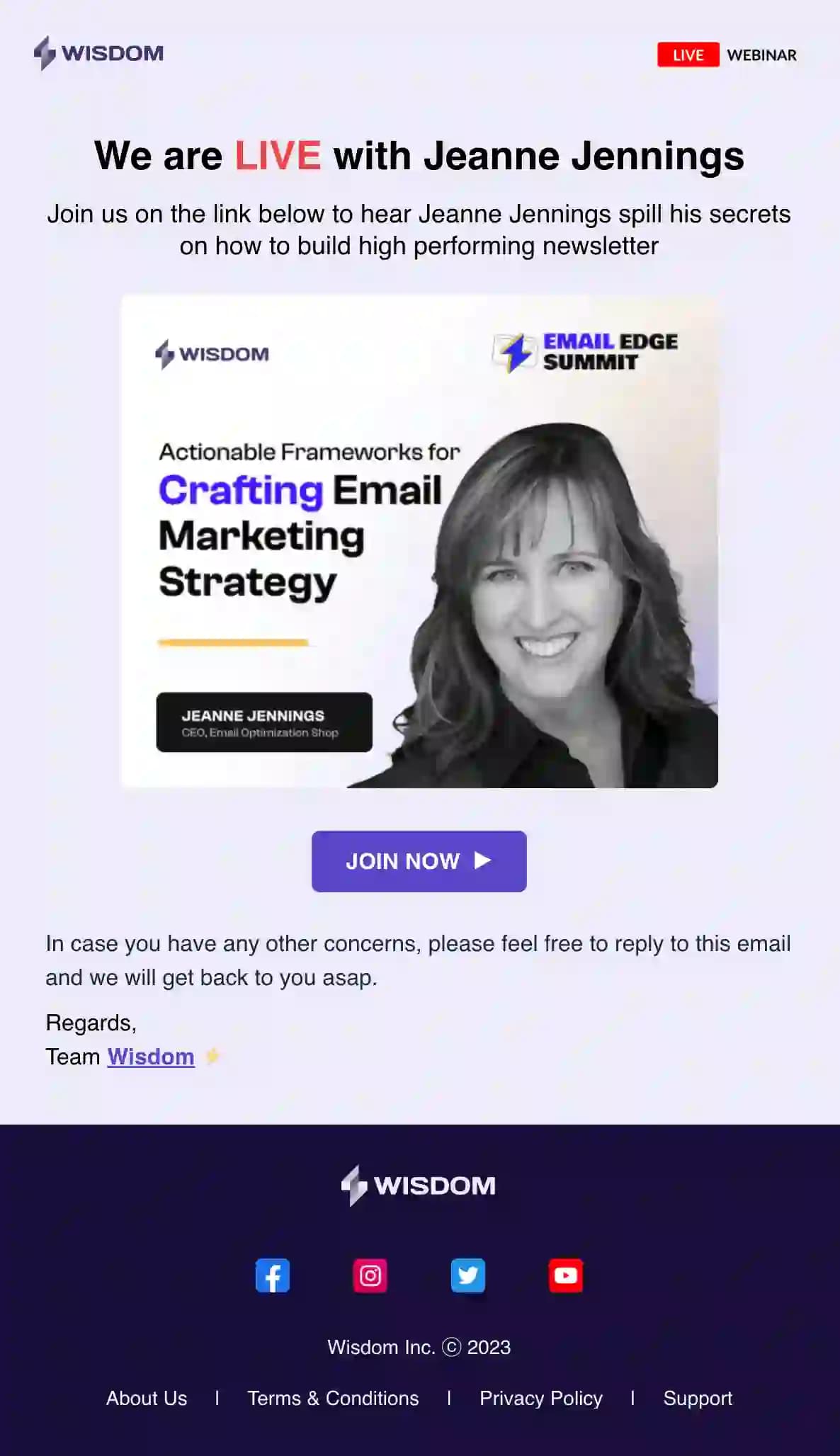 Free Webinar Reminder Email Template