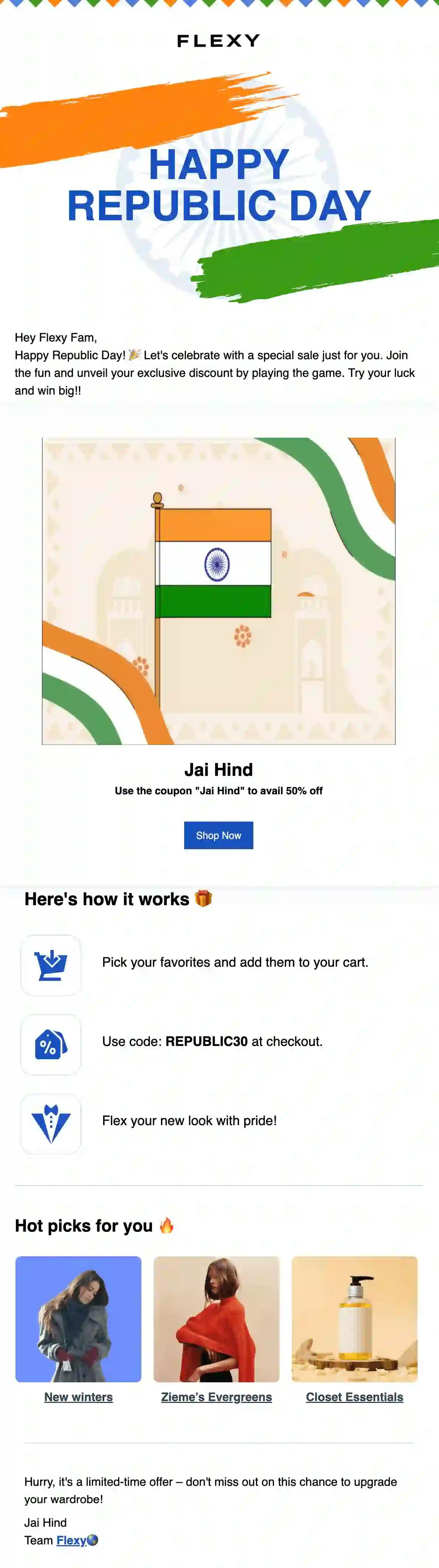 Free Republic Day Email Template