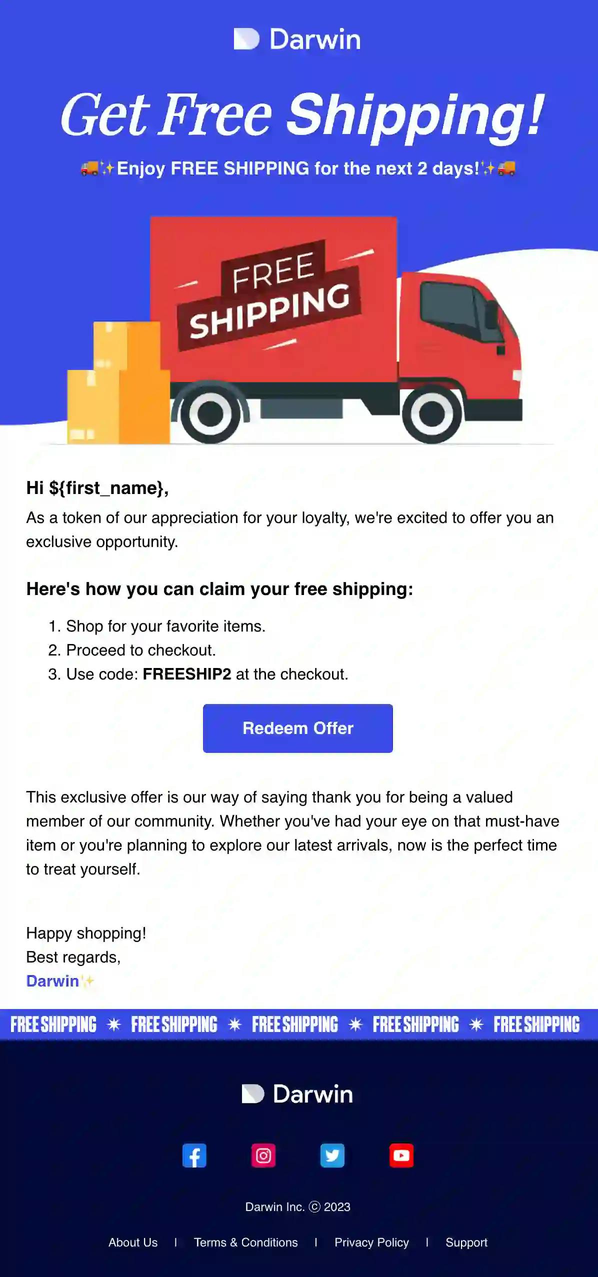 Free Shipping Email Template