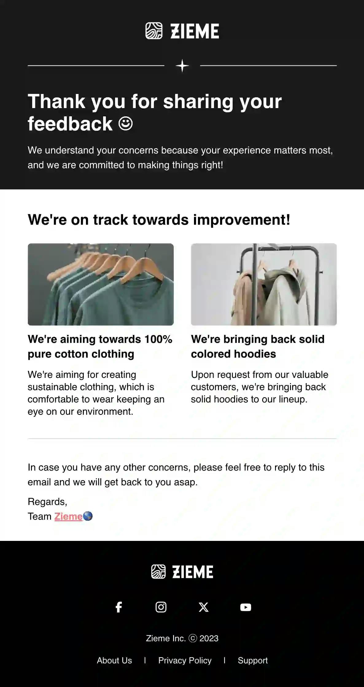 Feedback Response Email Template