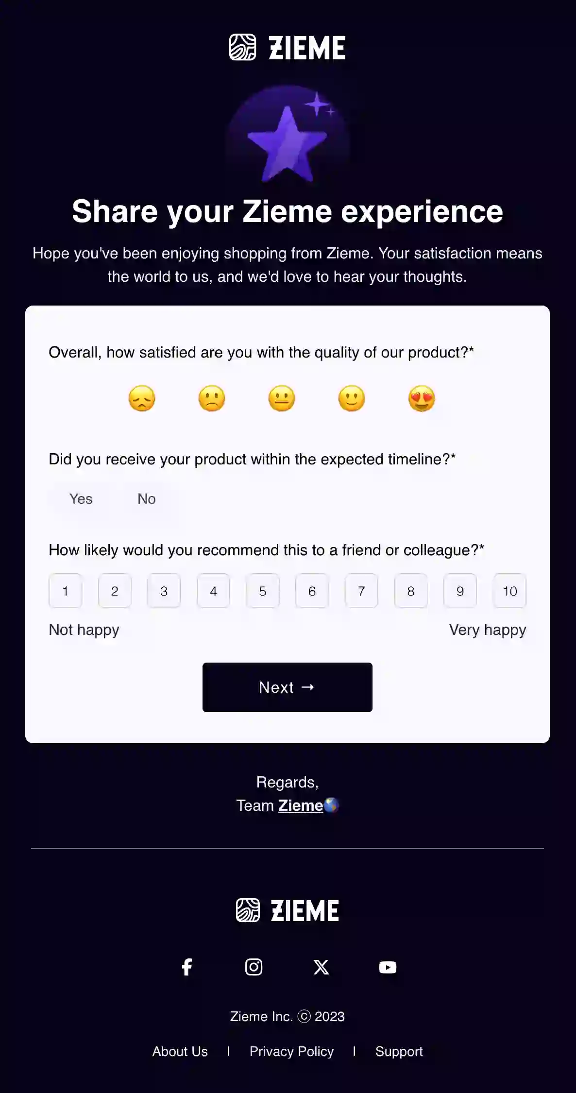 Free eCommerce Product Feedback Email Template