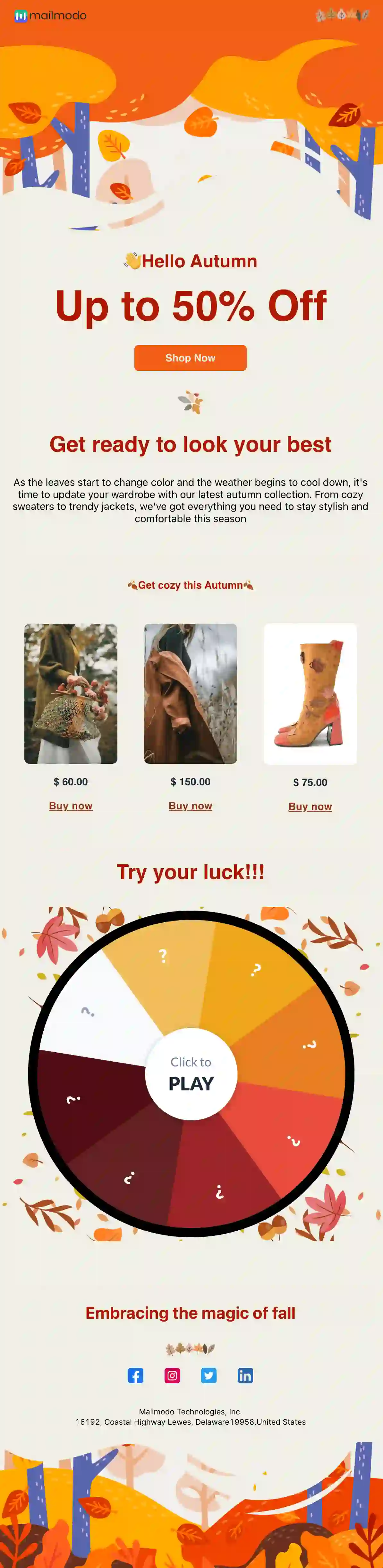 Free Fall Email Template