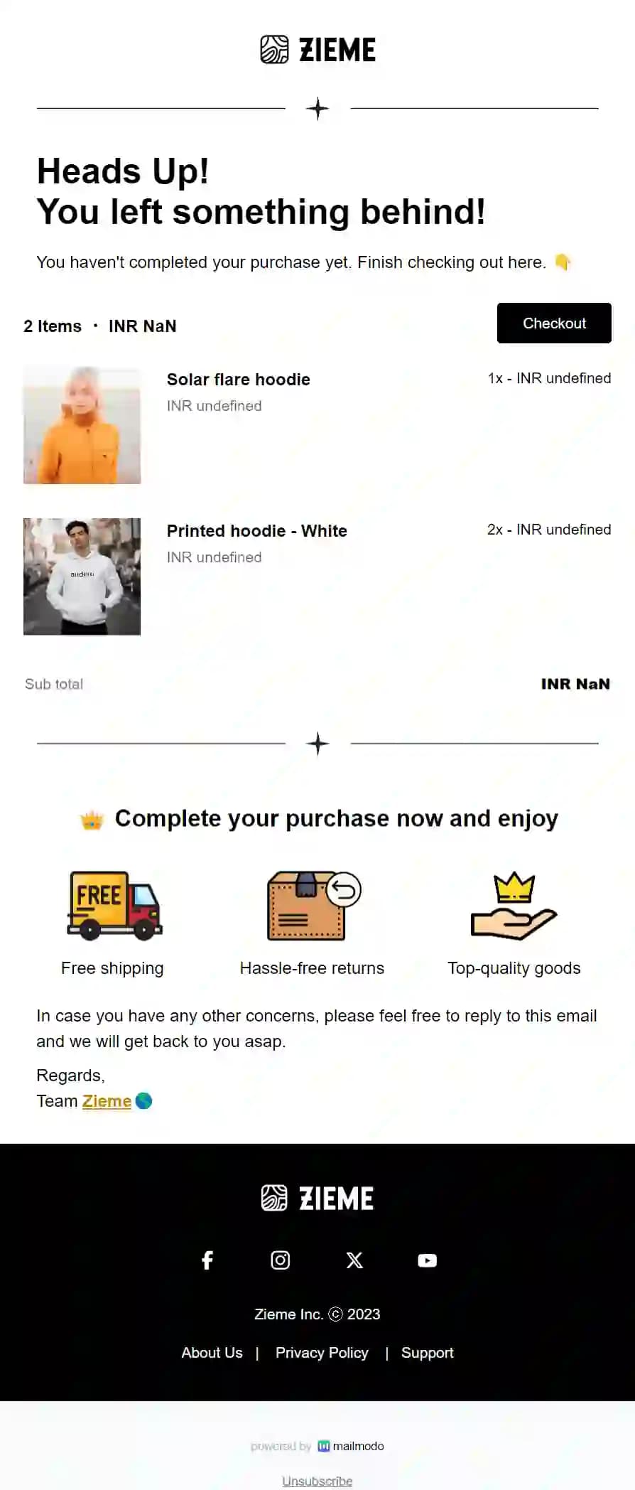 Free Cart Recovery Email Template