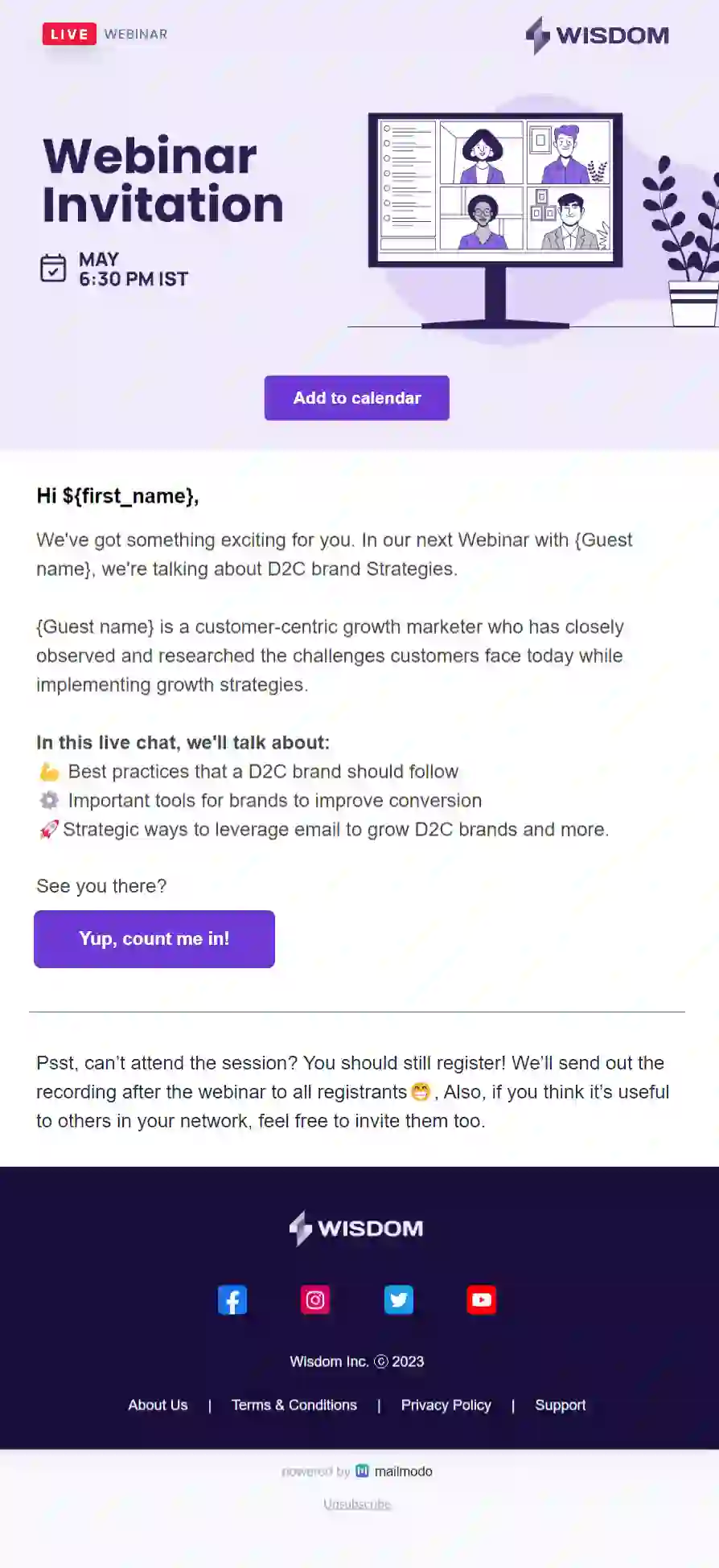 Free Webinar Invitation Email Template