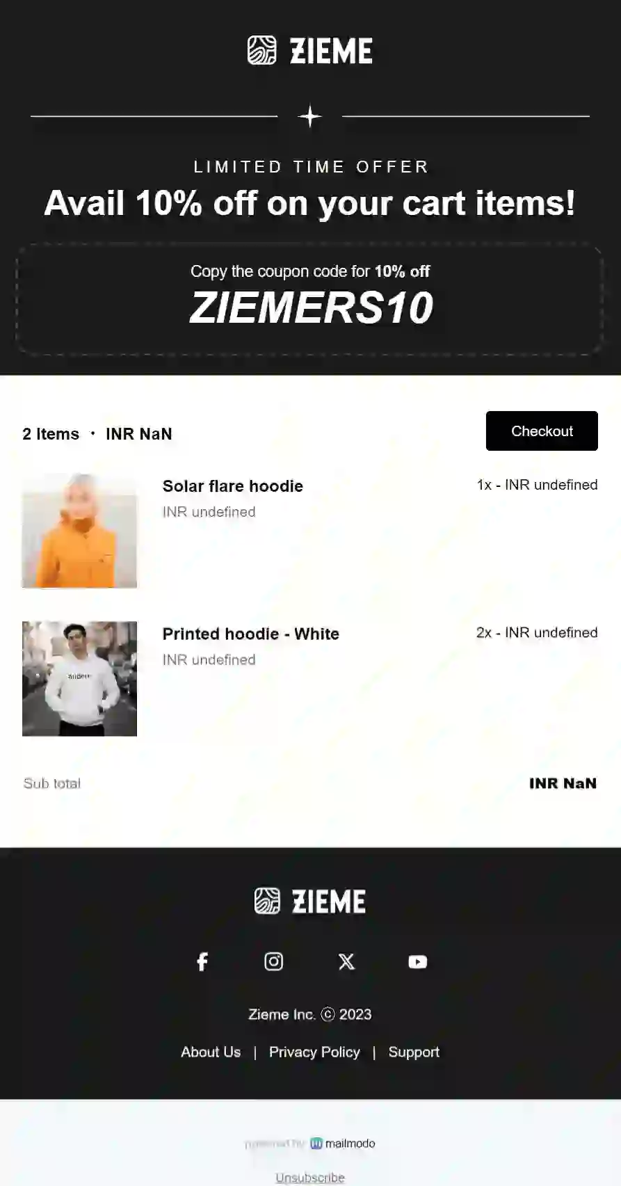 Free Abandoned Cart Discount Email Template