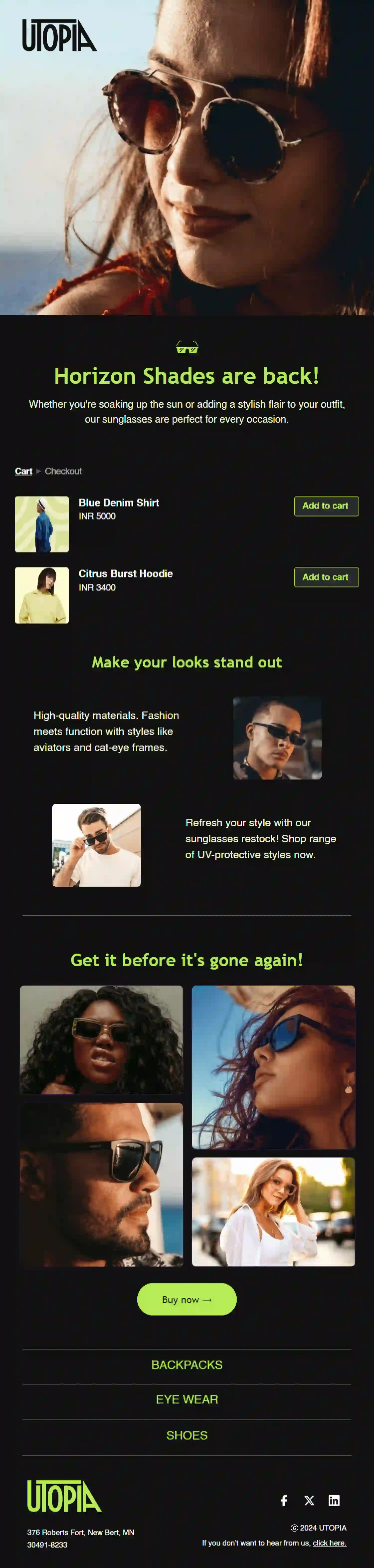 Free Back in Stock Email Template for Fashion Store