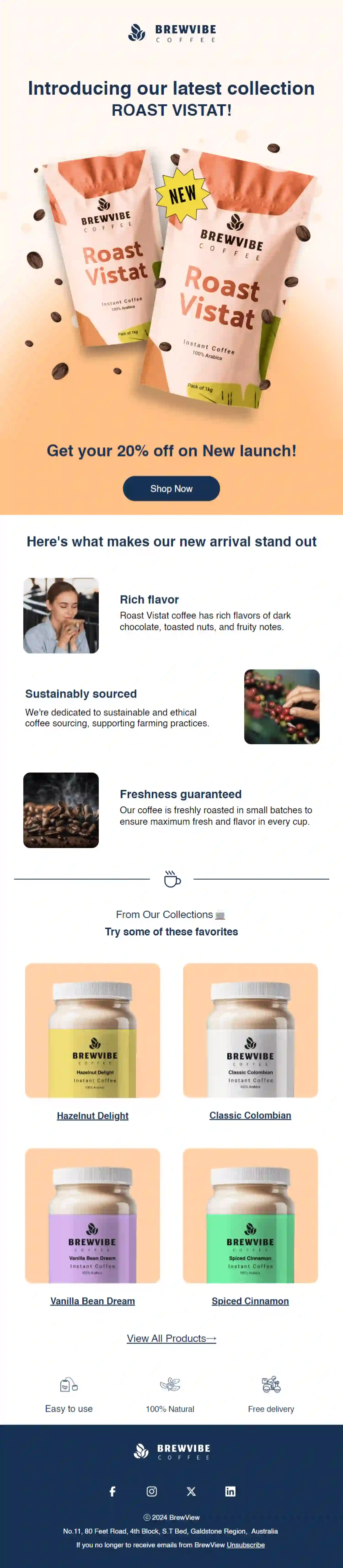 New Arrival Email Template for Food and Beverage Brand