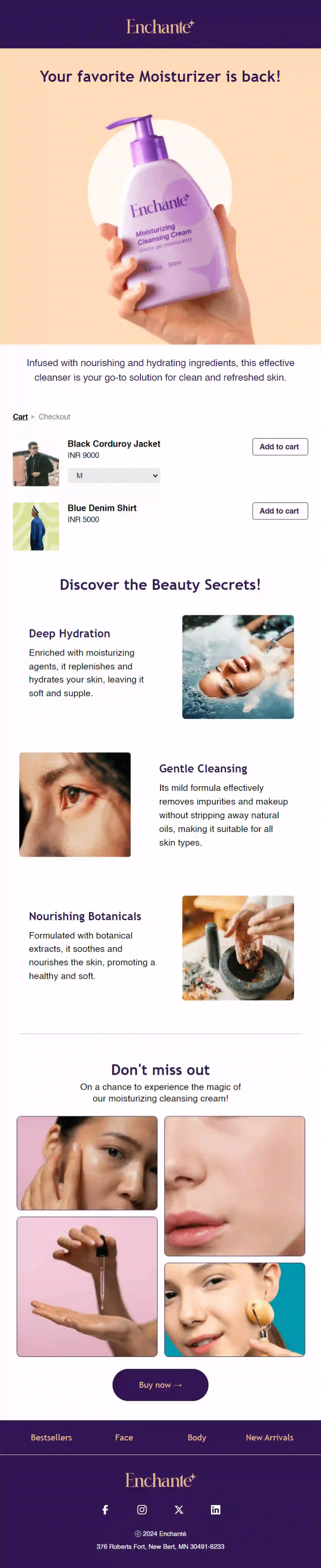 Free Back in Stock Email Template for Beauty Brand