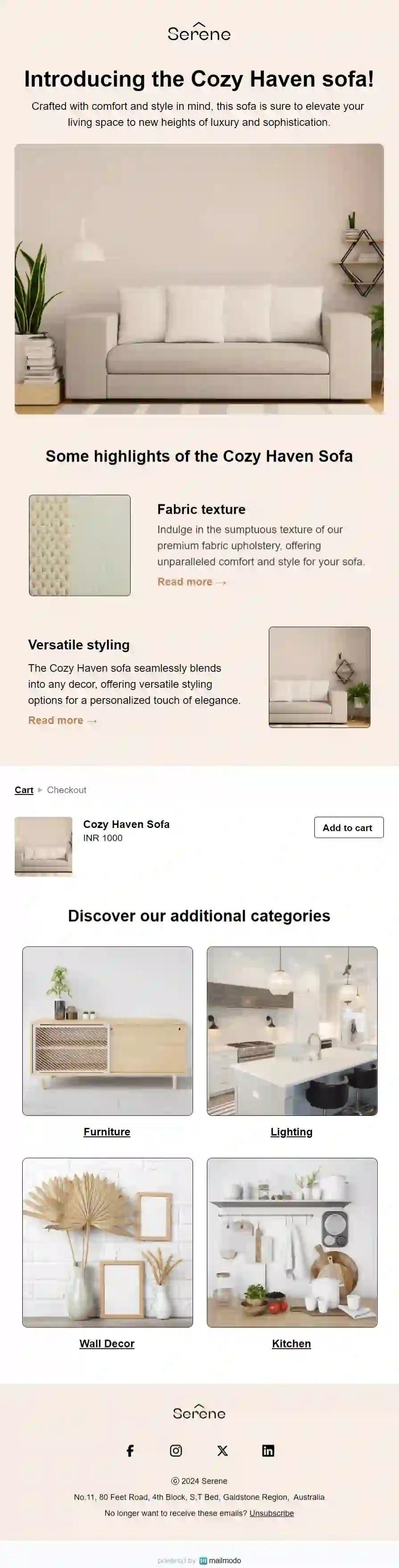 New Arrival Email Template for Furniture and Decor
