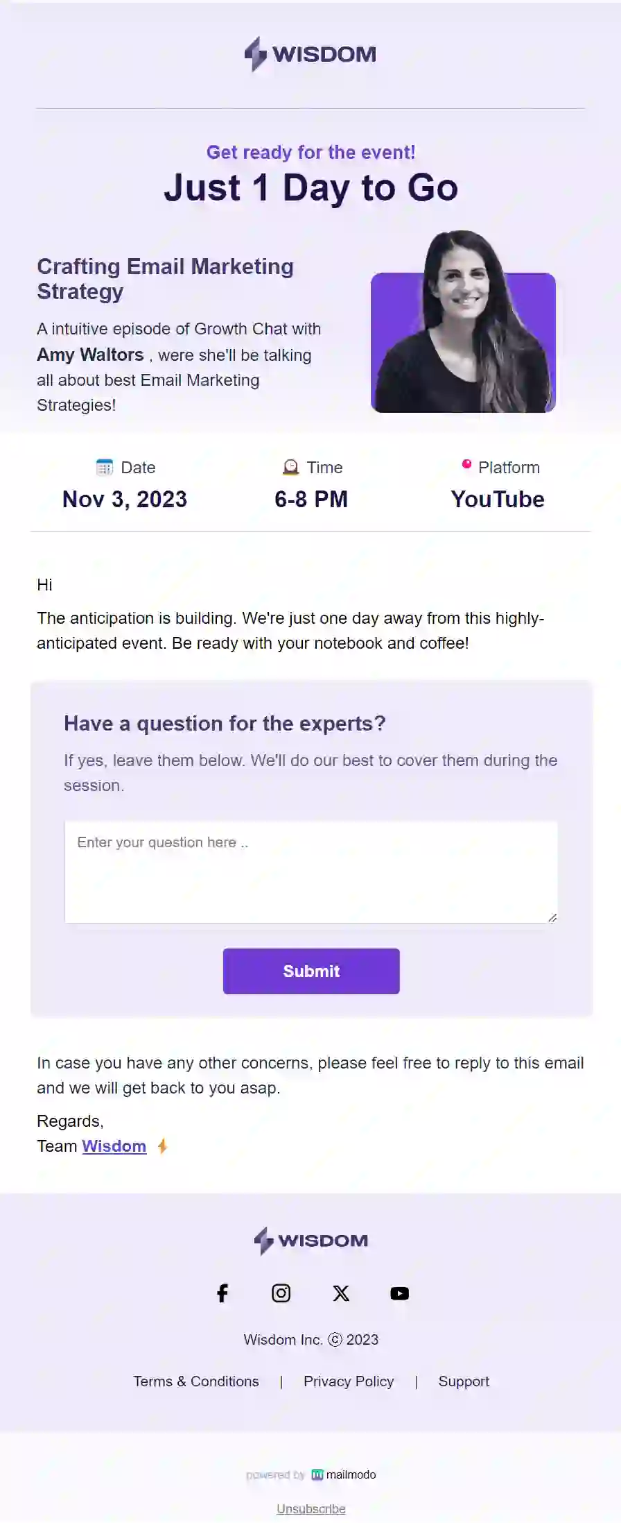 Free Event Reminder Email Template