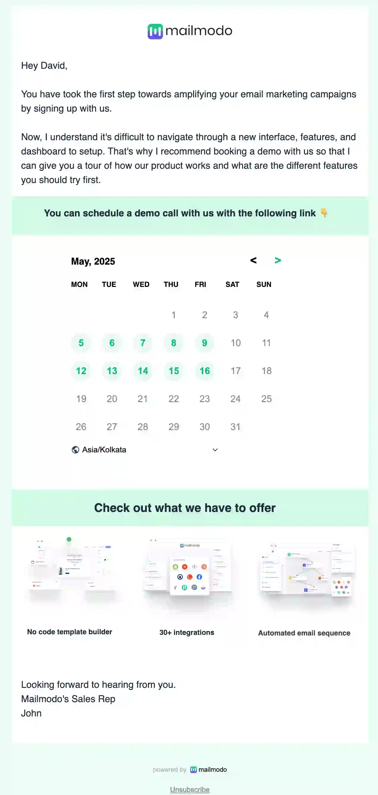 Free Product Demo Email Template
