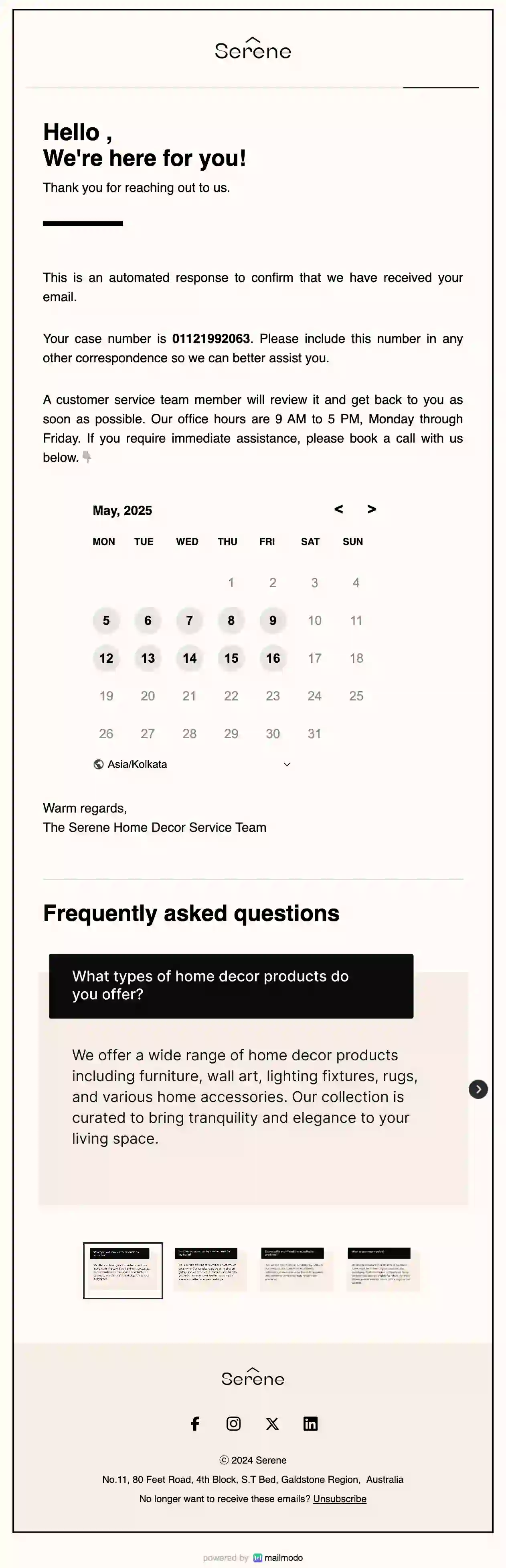 Free Email Autoresponder Template for Customer Service