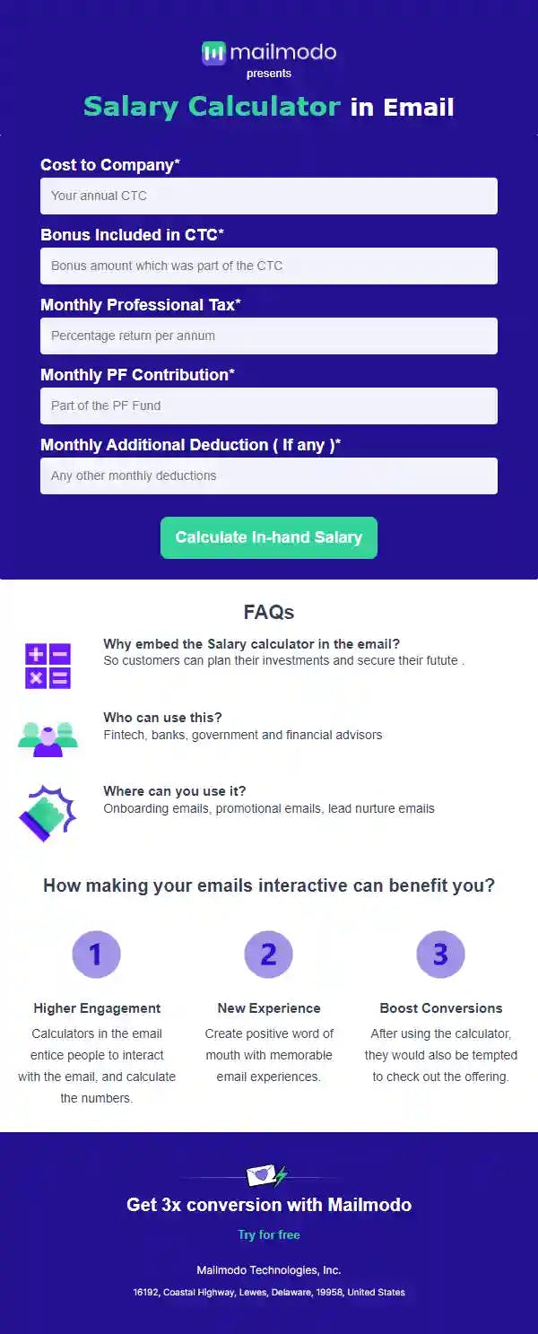 Free Salary Calculator in Email