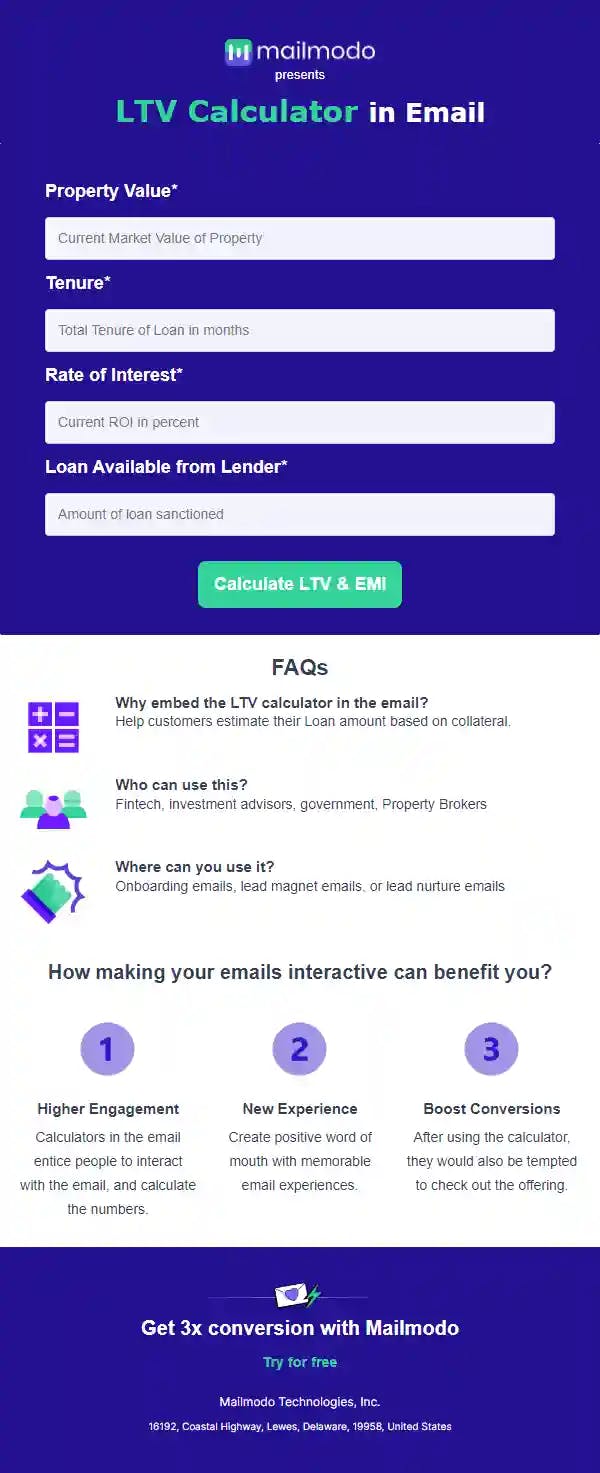 Free LTV Calculator in Email