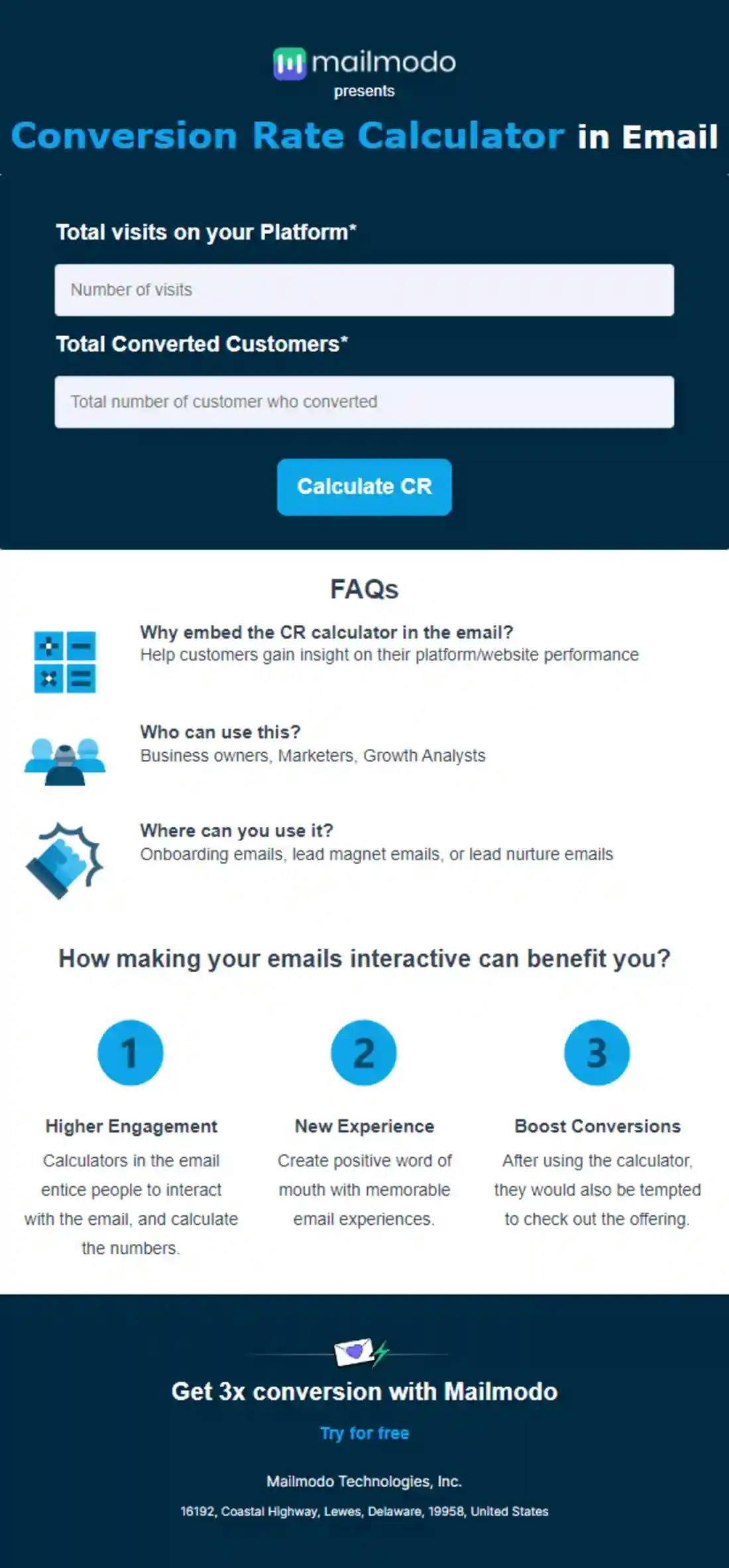 Free Conversion Rate Calculator in Email