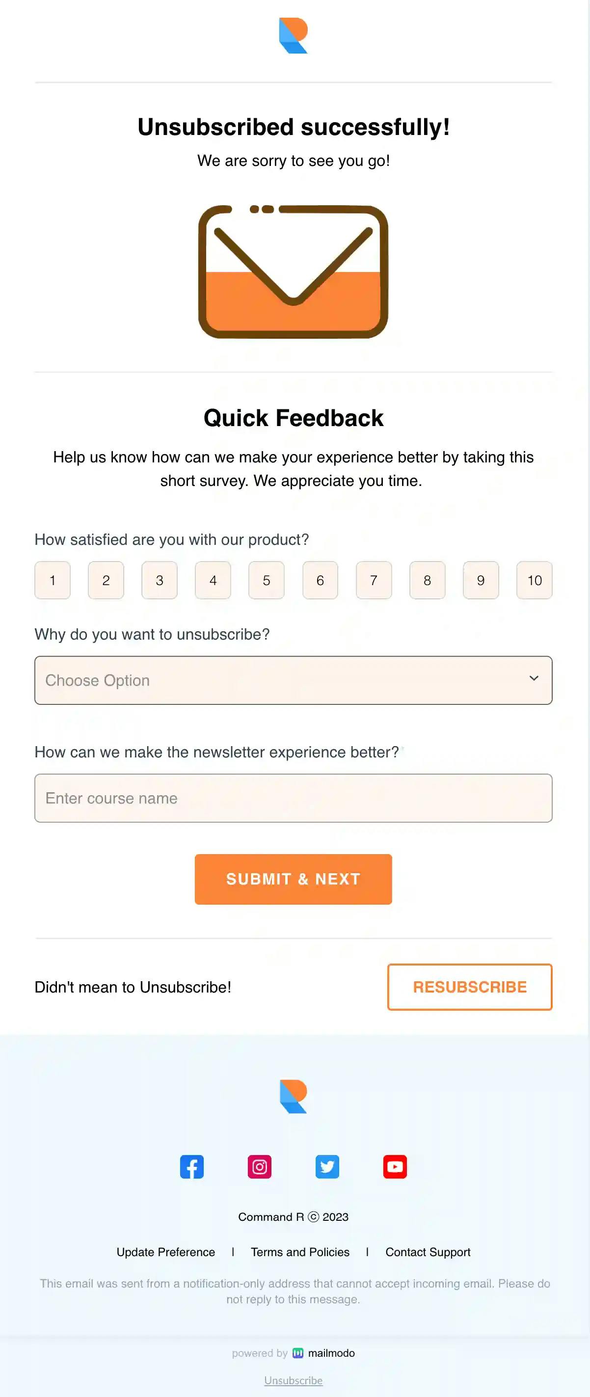 Unsubscribe Email Template