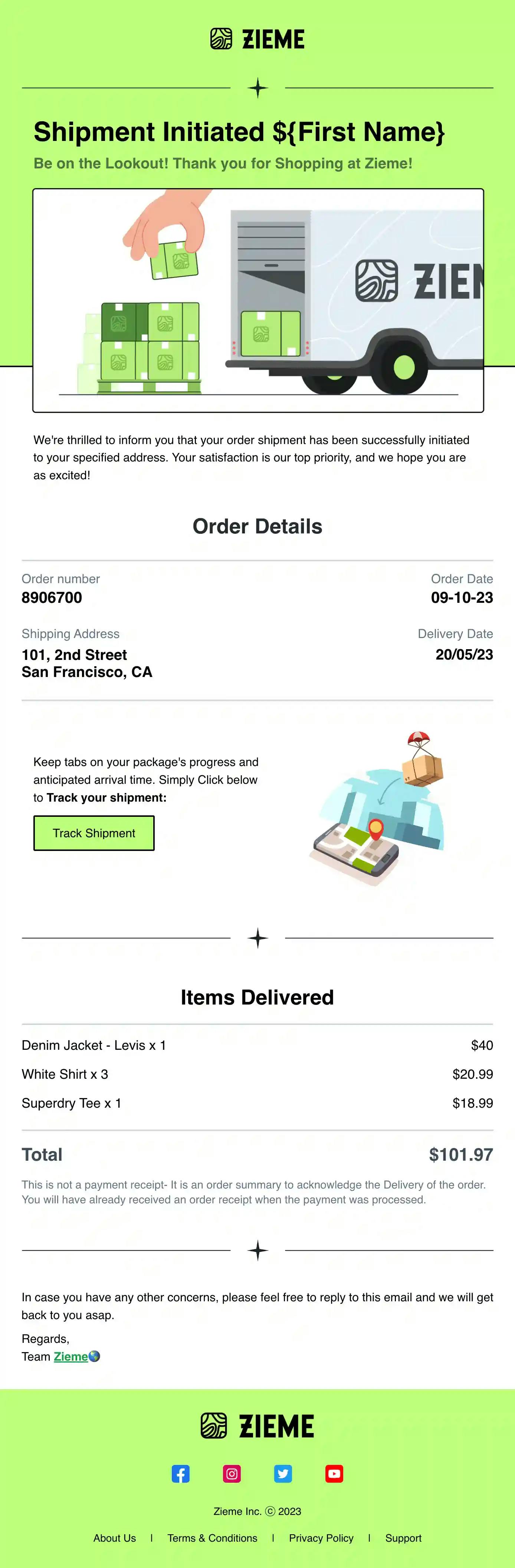 Shipping Confirmation Email 