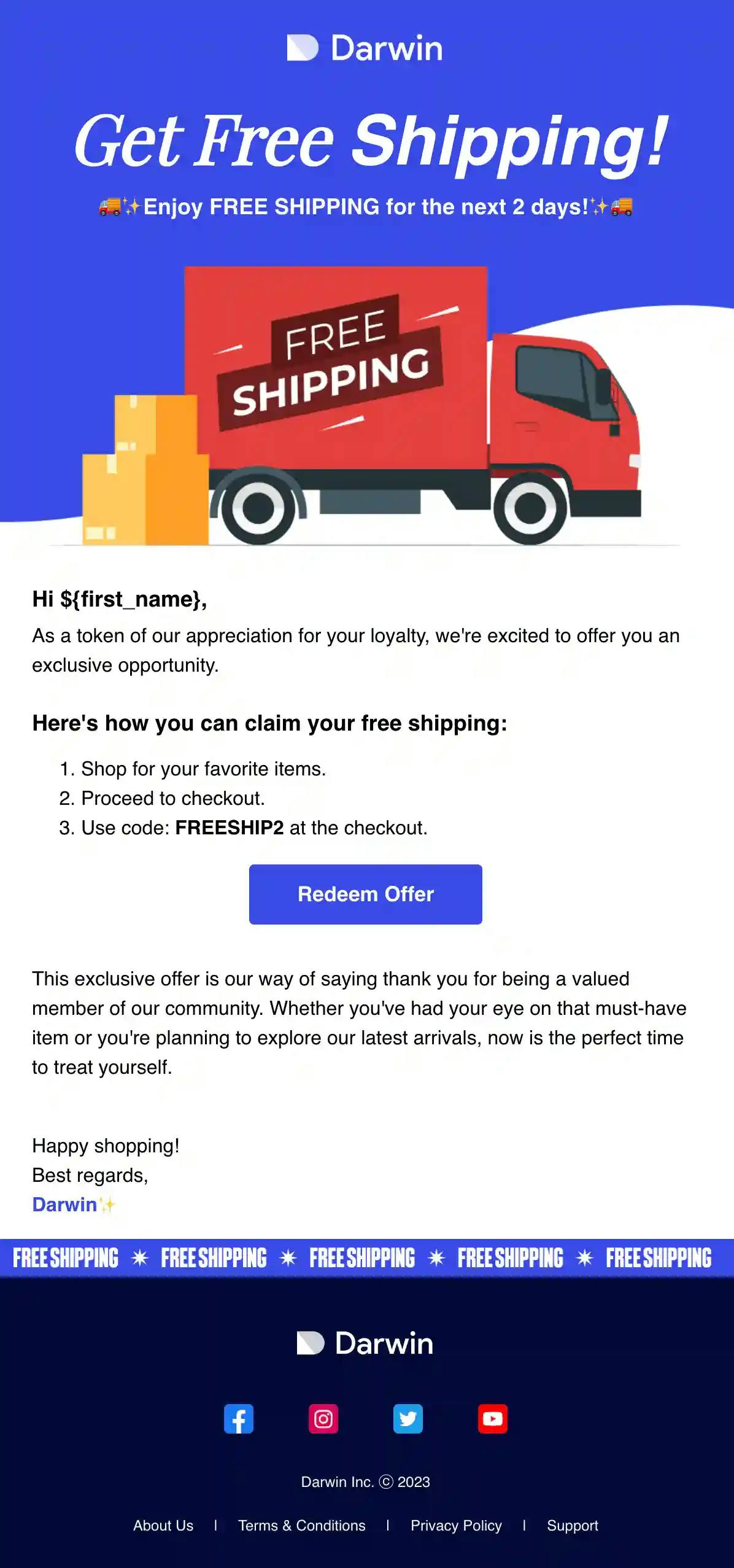 Free Shipping Email Template