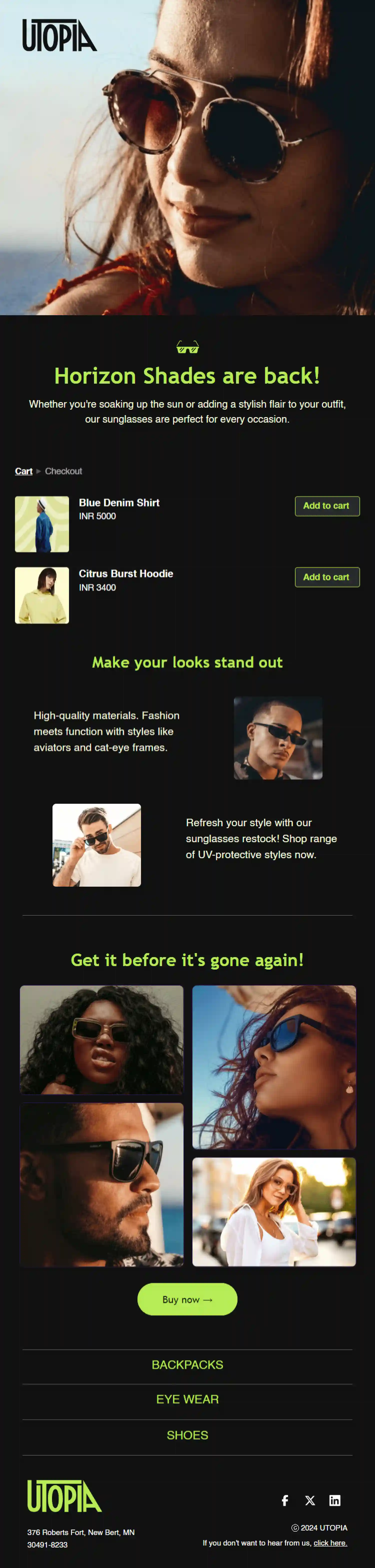 Free Back in Stock Email Template for Fashion Store