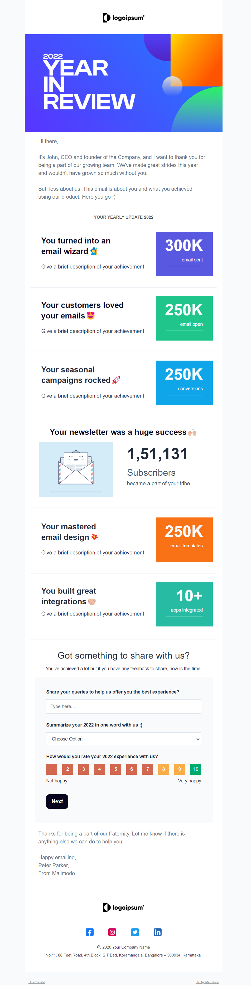 Year in Review Email Template